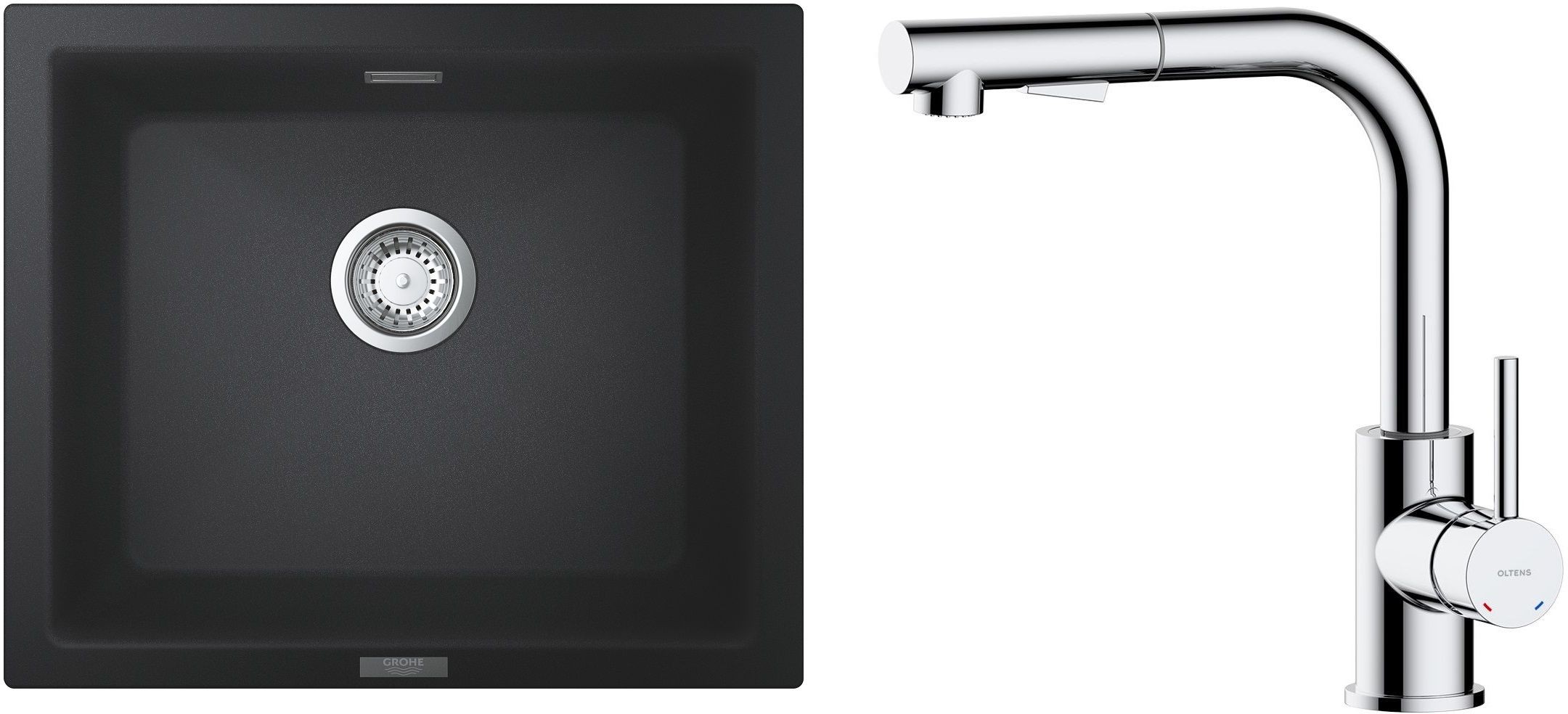 Set Granitspüle Grohe K700 31654AP0, Küchenarmatur Oltens Myvat 35205100