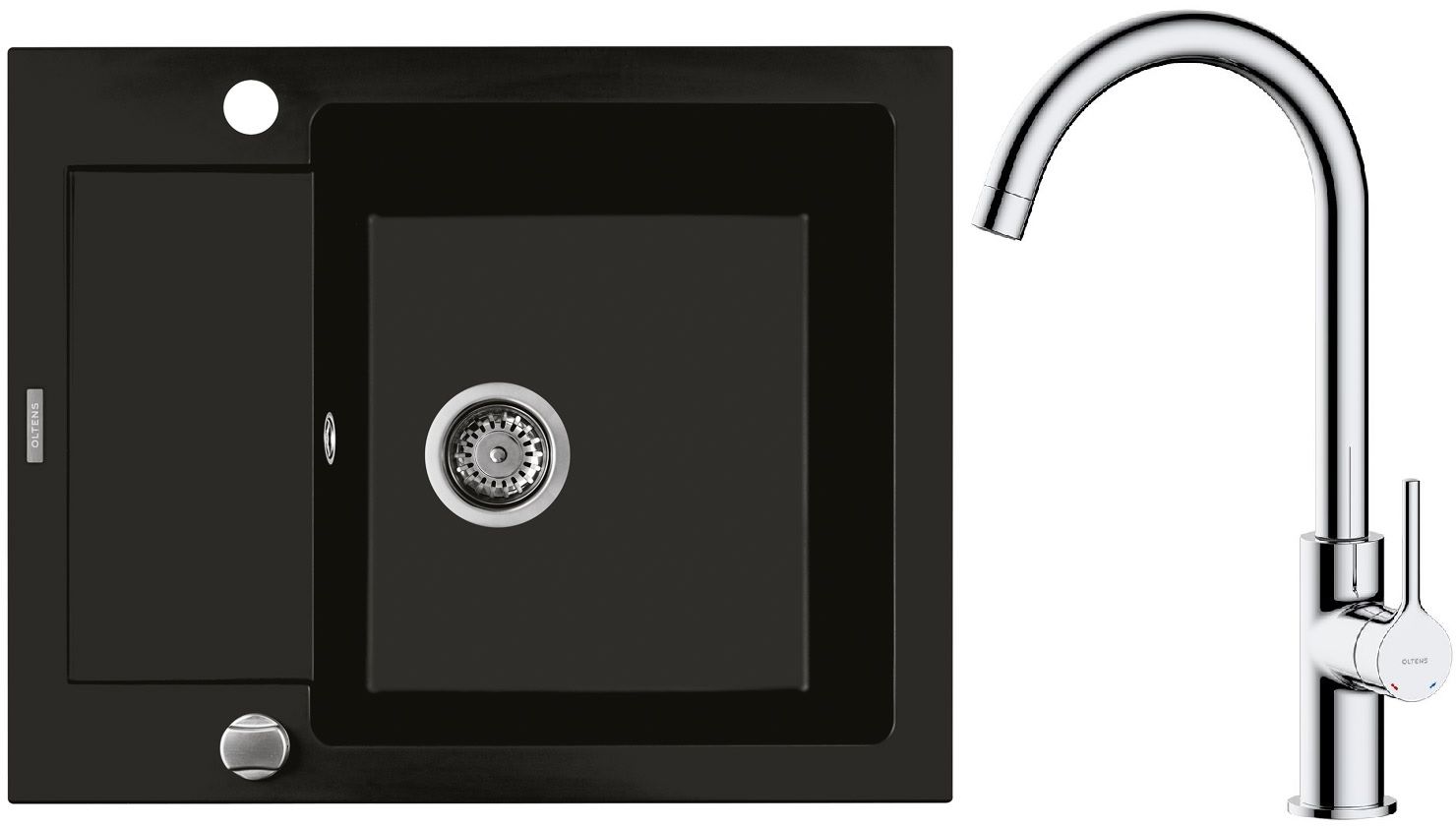 Set Granitspüle Oltens Gravan 72102300, Küchenarmatur Oltens Skafta 35206100