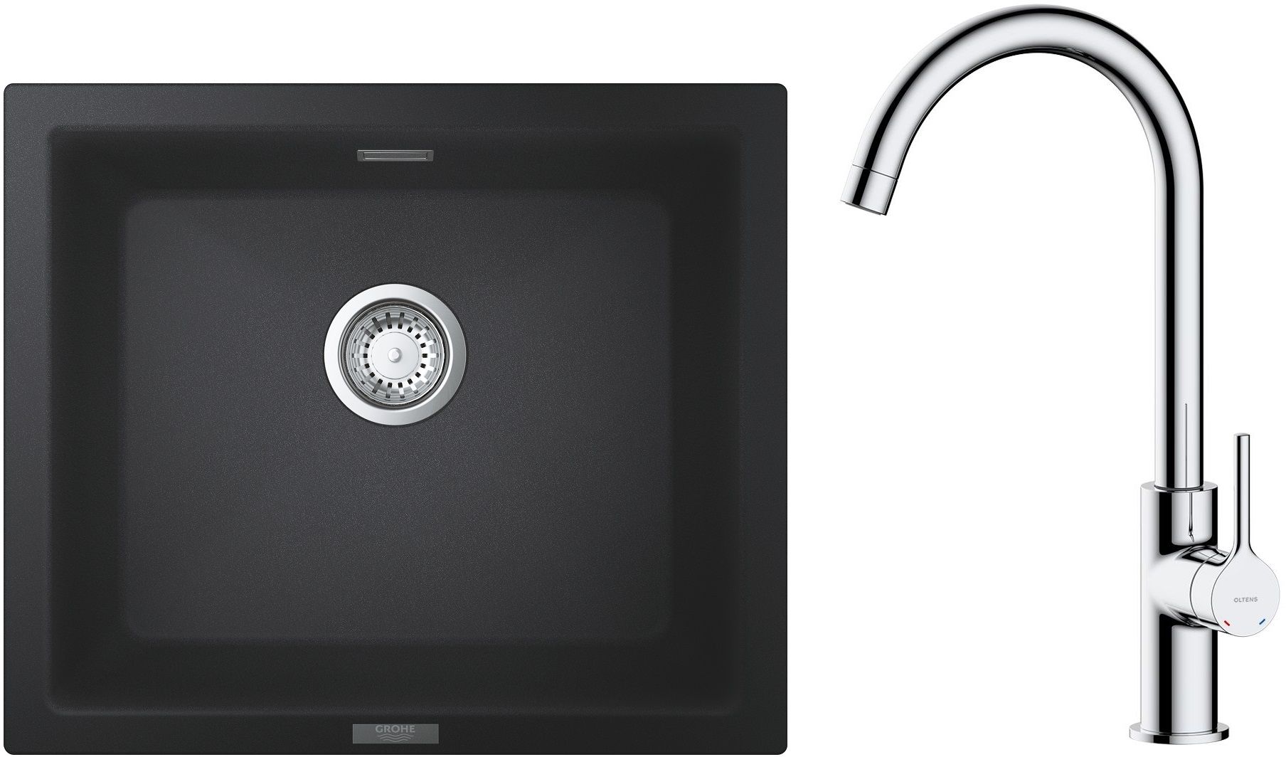 Set Granitspüle Grohe K700 31654AP0, Küchenarmatur Oltens Skafta 35206100