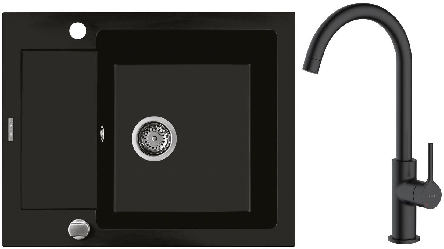 Set Granitspüle Oltens Gravan 72102300, Küchenarmatur Oltens Skafta 35206300