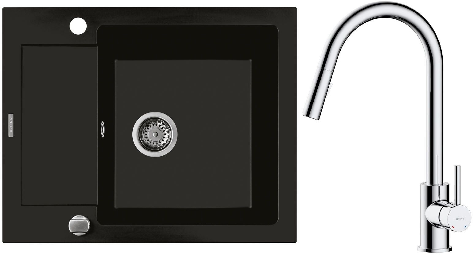 Set Granitspüle Oltens Gravan 72102300, Küchenarmatur Oltens Litla 35204100