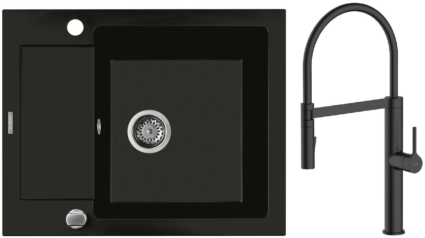Set Küchenarmatur Oltens Borga 35207300, Granitspüle Oltens Gravan 72102300