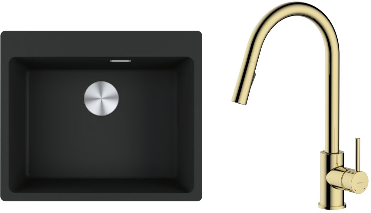 Set Granitspüle Franke Maris 114.0661.794, Küchenarmatur Oltens Litla 35204800