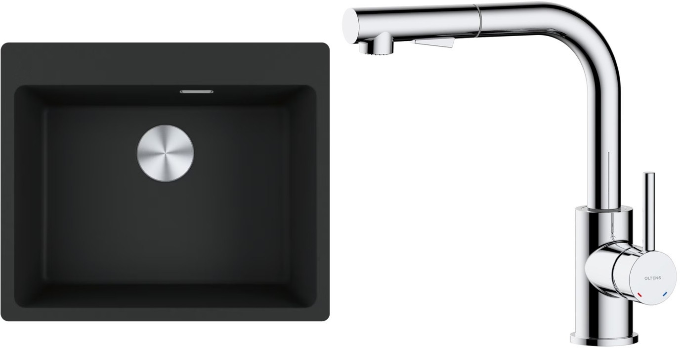 Set Granitspüle Franke Maris 114.0661.794, Küchenarmatur Oltens Myvat 35205100