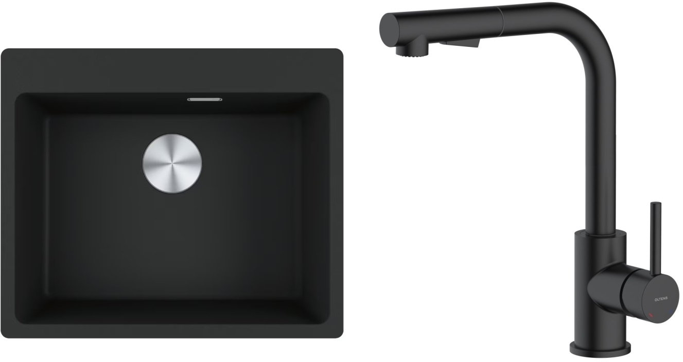 Set Granitspüle Franke Maris 114.0661.794, Küchenarmatur Oltens Myvat 35205300