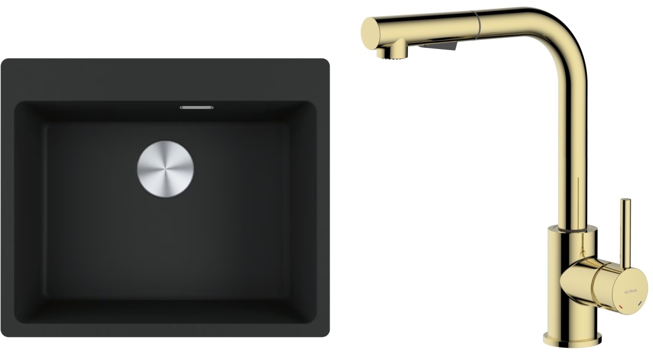 Set Granitspüle Franke Maris 114.0661.794, Küchenarmatur Oltens Myvat 35205800