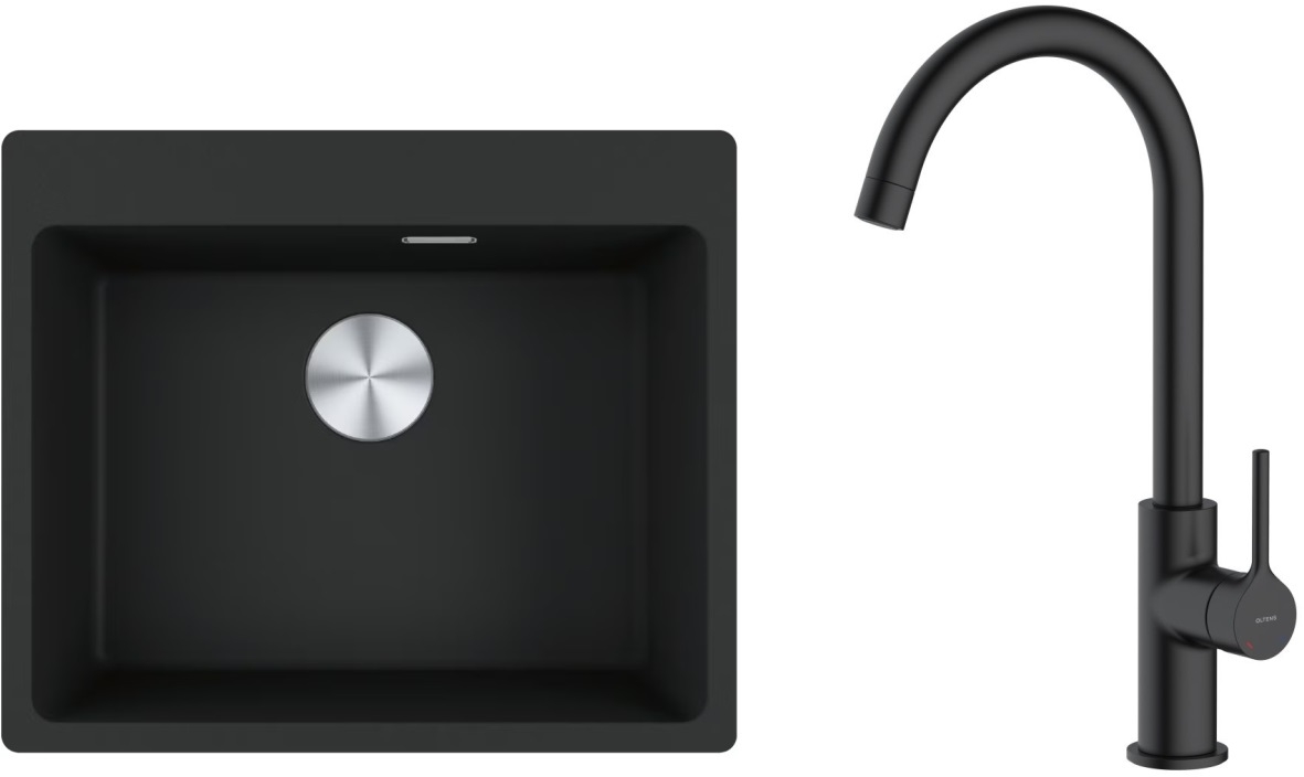 Set Granitspüle Franke Maris 114.0661.794, Küchenarmatur Oltens Skafta 35206300