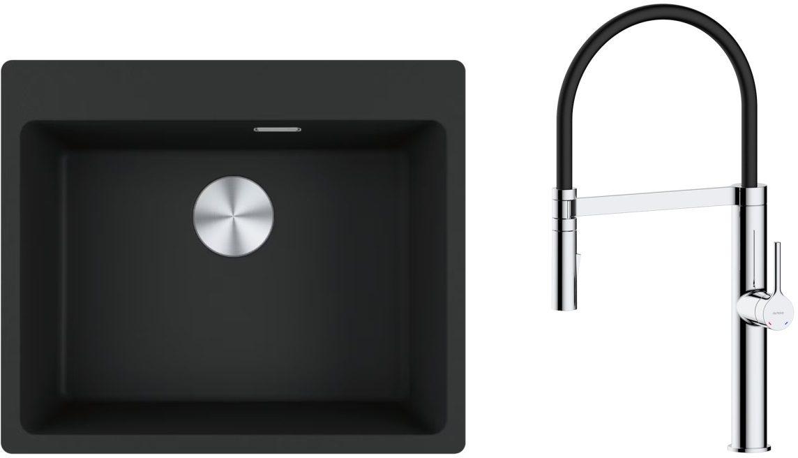 Set Granitspüle Franke Maris 114.0661.794, Küchenarmatur Oltens Borga 35207100