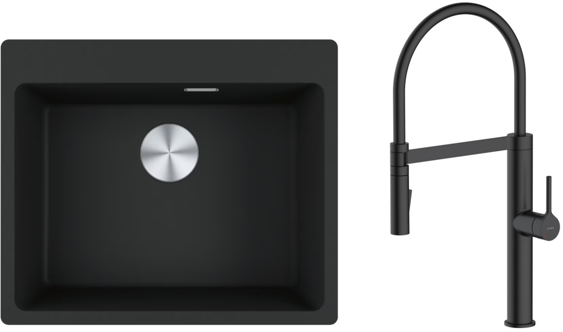 Set Granitspüle Franke Maris 114.0661.794, Küchenarmatur Oltens Borga 35207300