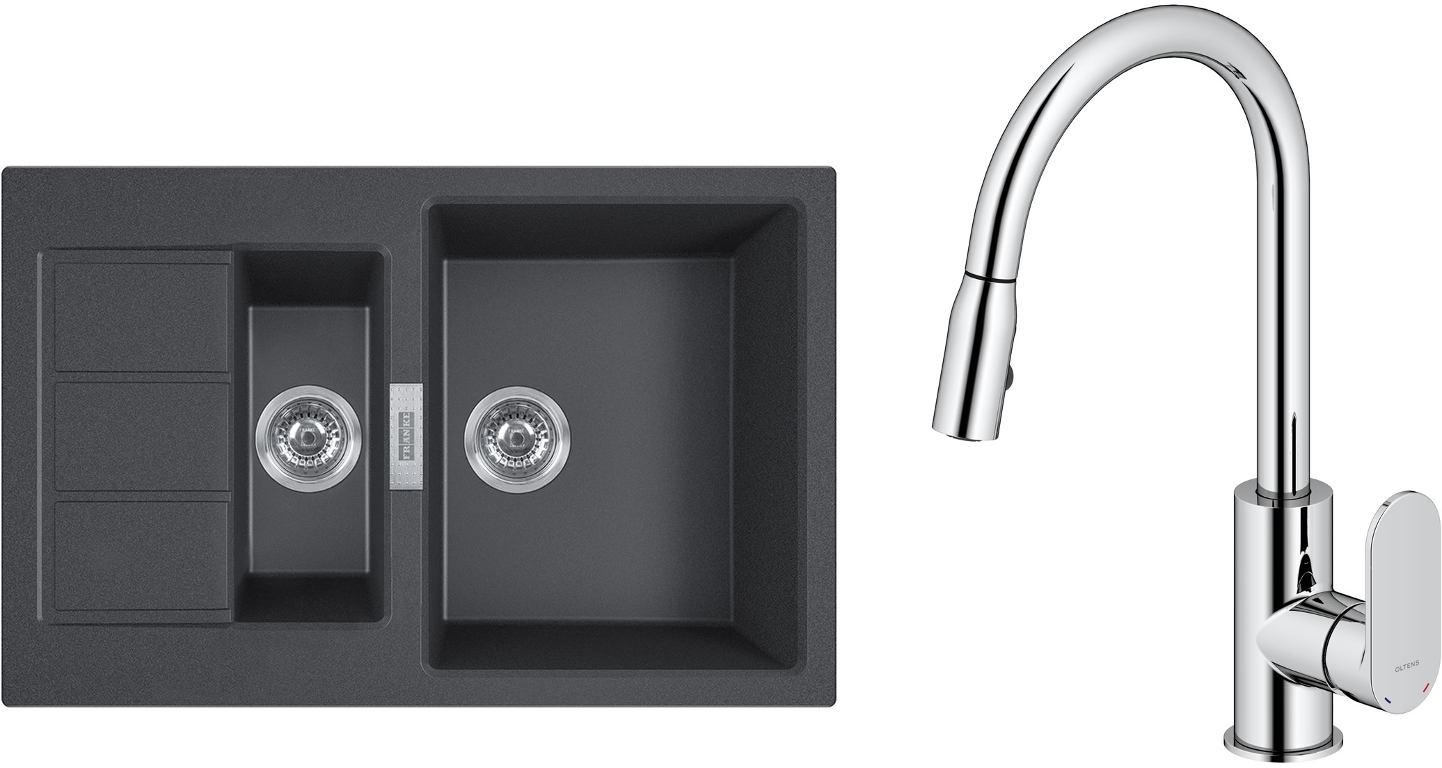 Set Tektonit-Waschbecken Franke Sirius 2.0 143.0618.687, Küchenarmatur Oltens Lista 35202100