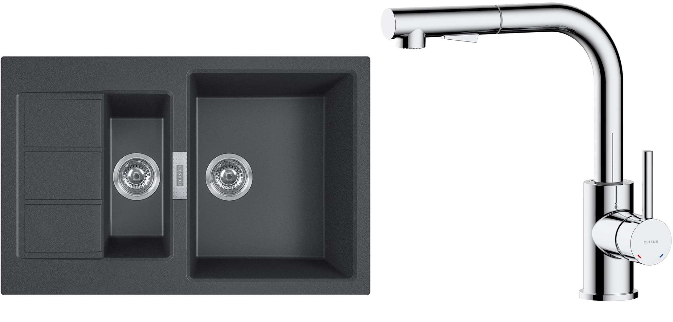 Set Tektonit-Waschbecken Franke Sirius 2.0 143.0618.687, Küchenarmatur Oltens Myvat 35205100