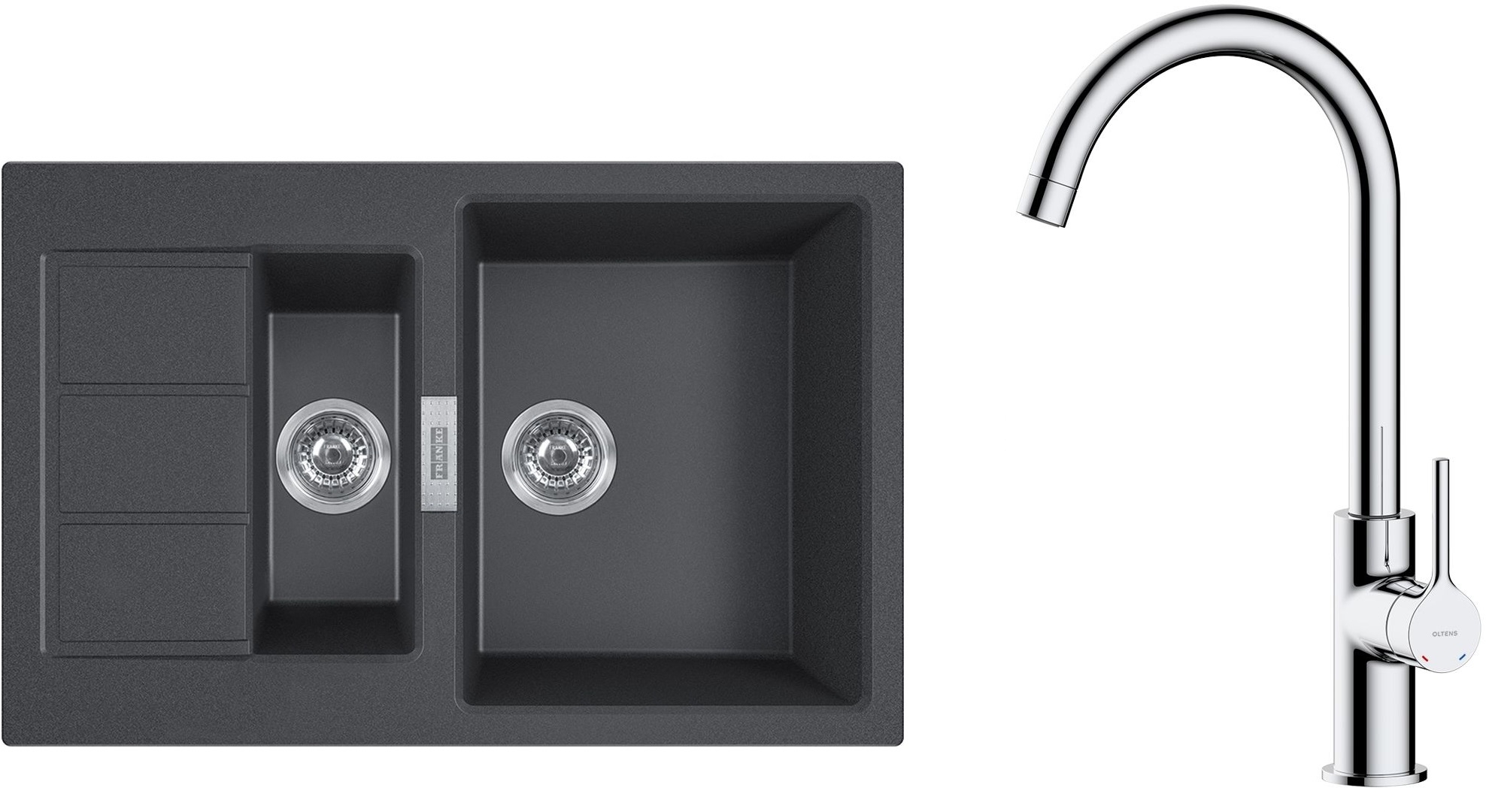 Set Tektonit-Waschbecken Franke Sirius 2.0 143.0618.687, Küchenarmatur Oltens Skafta 35206100