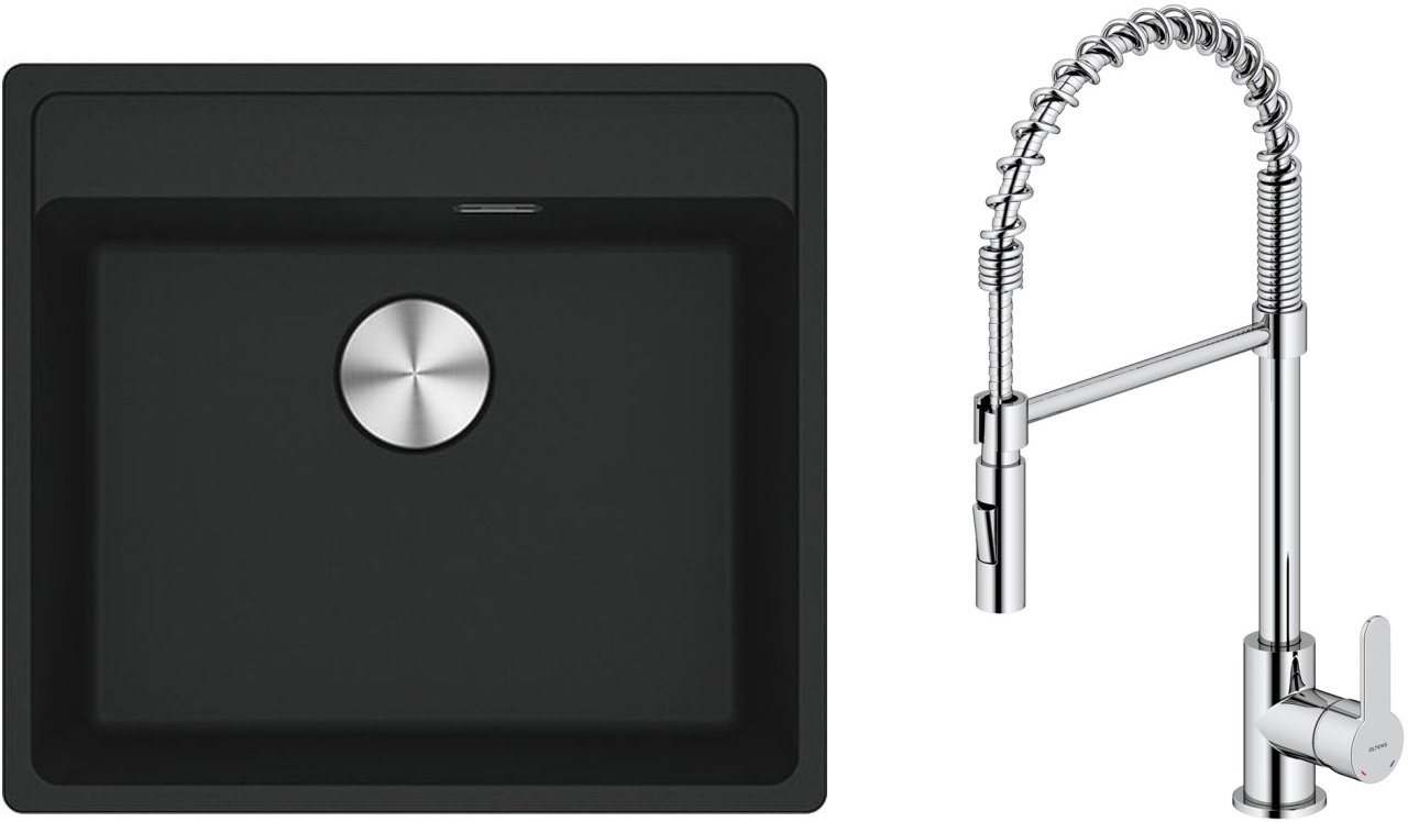 Set Granitspüle Franke Maris 114.0661.761, Küchenarmatur Oltens Duf 35203100