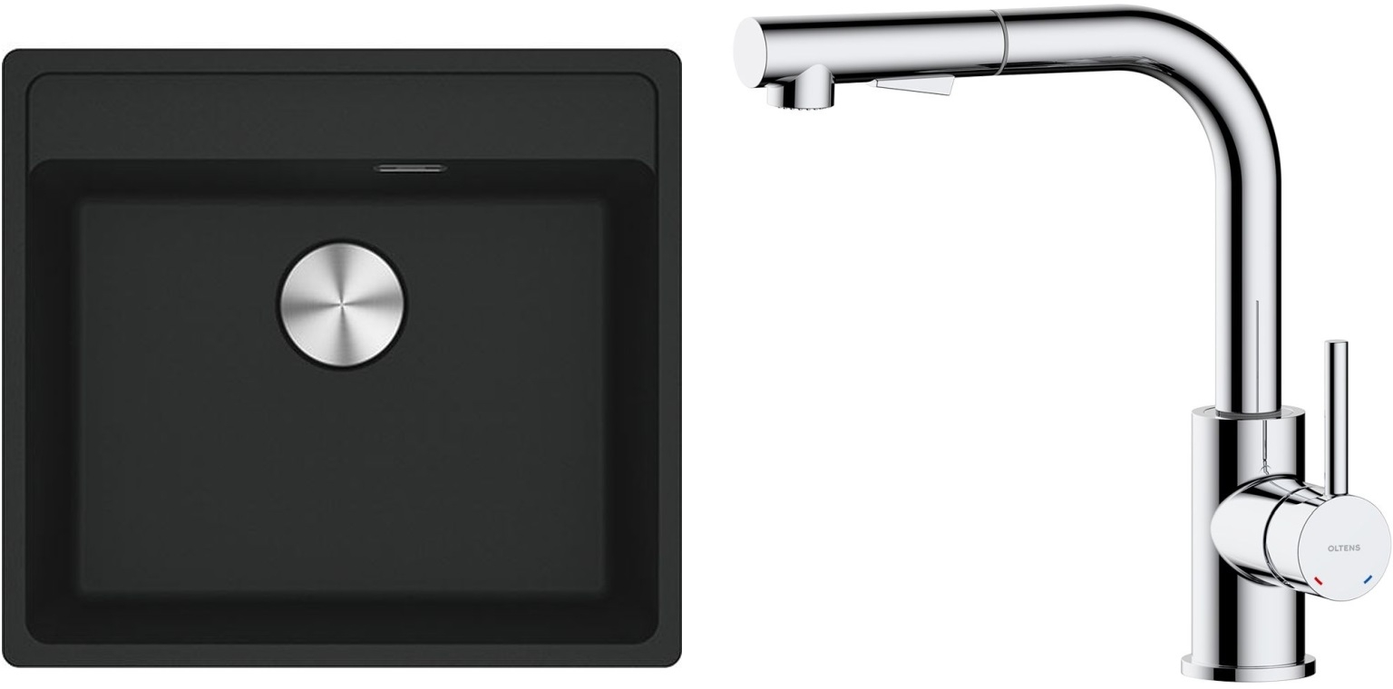 Set Granitspüle Franke Maris 114.0661.761, Küchenarmatur Oltens Myvat 35205100