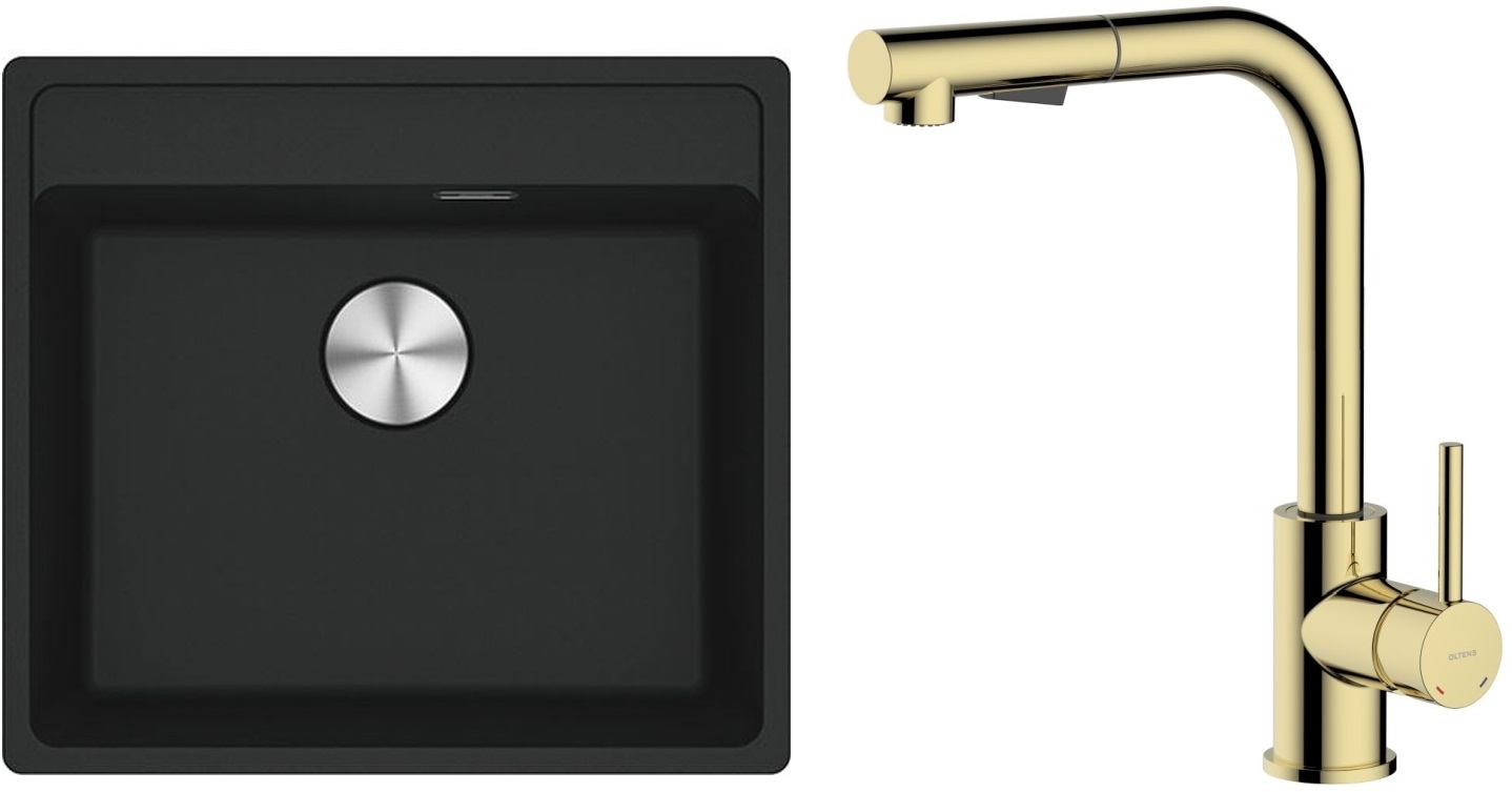 Set Granitspüle Franke Maris 114.0661.761, Küchenarmatur Oltens Myvat 35205800