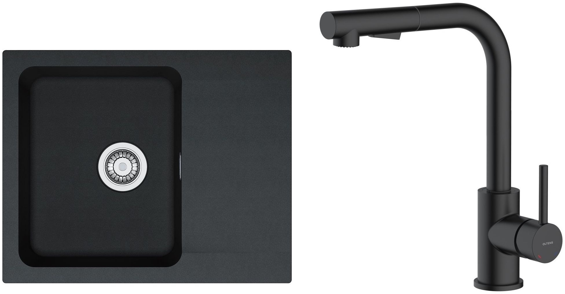 Set Küchenarmatur Oltens Myvat 35205300, Tektonit-Waschbecken Franke Orion 114.0286.441