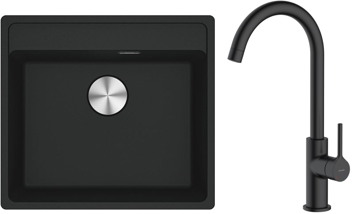 Set Granitspüle Franke Maris 114.0661.761, Küchenarmatur Oltens Skafta 35206300