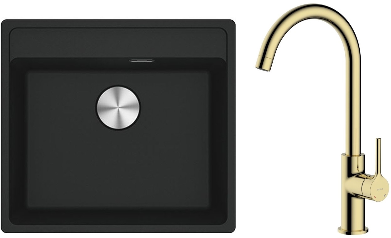 Set Granitspüle Franke Maris 114.0661.761, Küchenarmatur Oltens Skafta 35206800