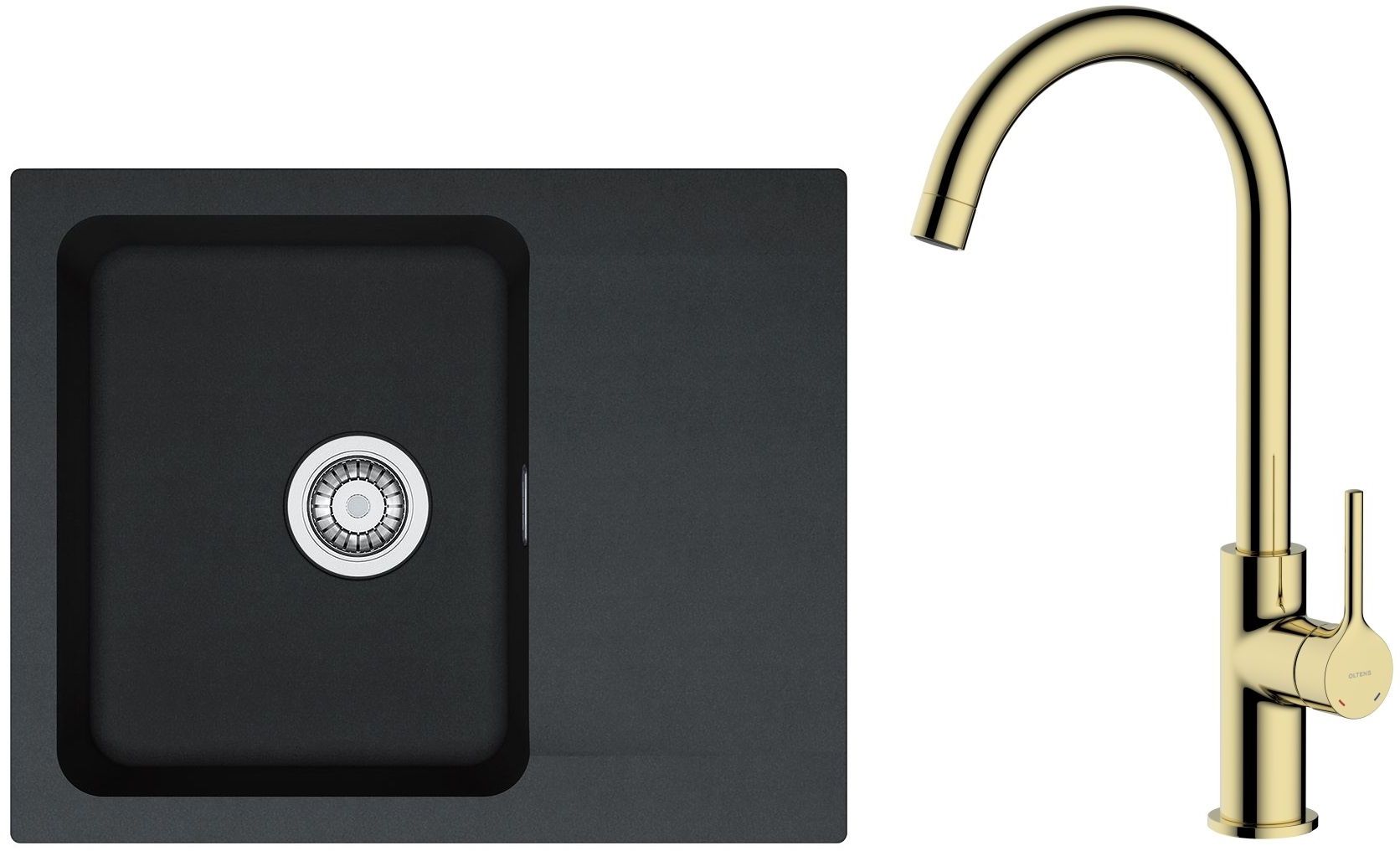 Set Tektonit-Waschbecken Franke Orion 114.0286.441, Küchenarmatur Oltens Skafta 35206800