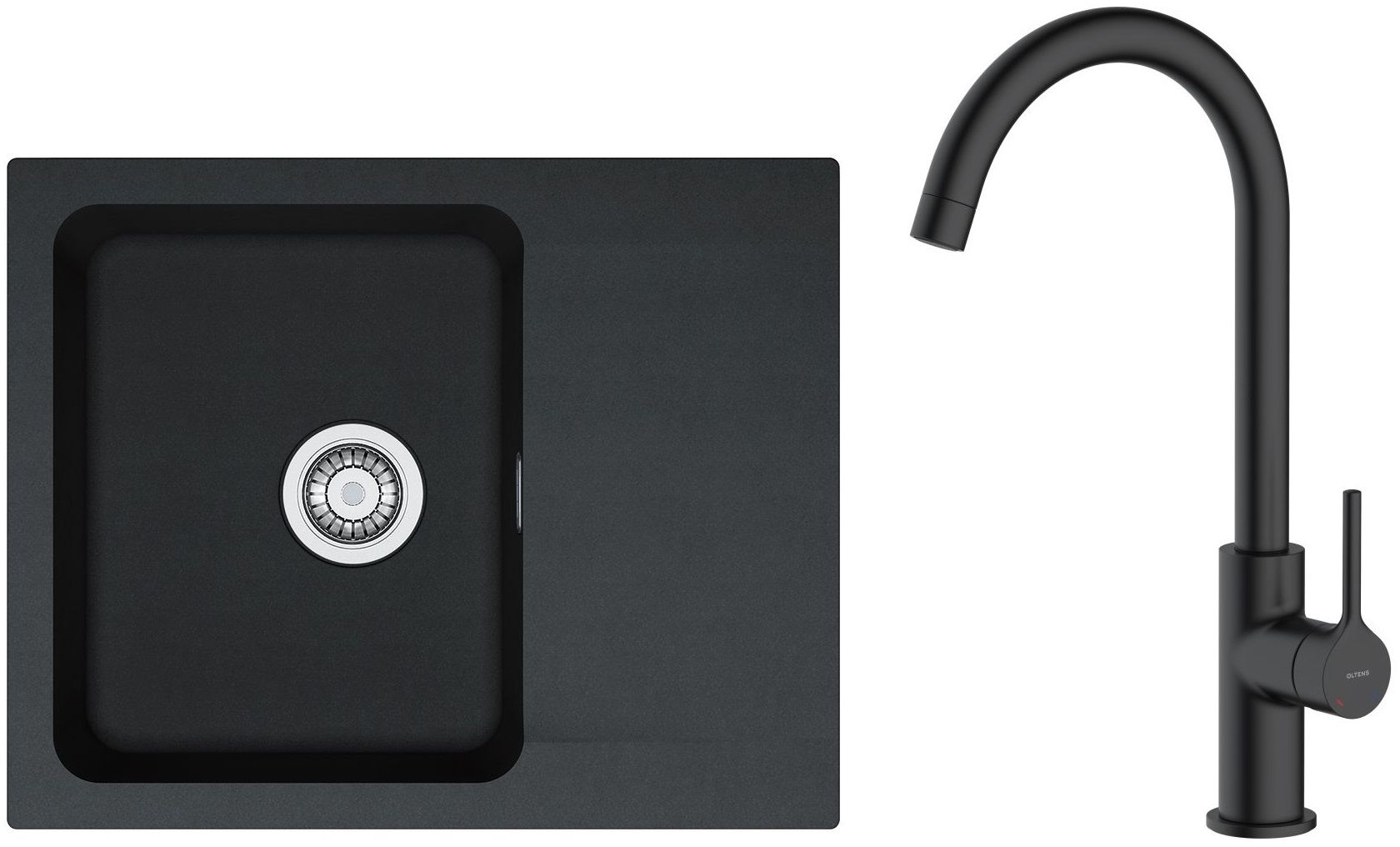 Set Tektonit-Waschbecken Franke Orion 114.0286.441, Küchenarmatur Oltens Skafta 35206300