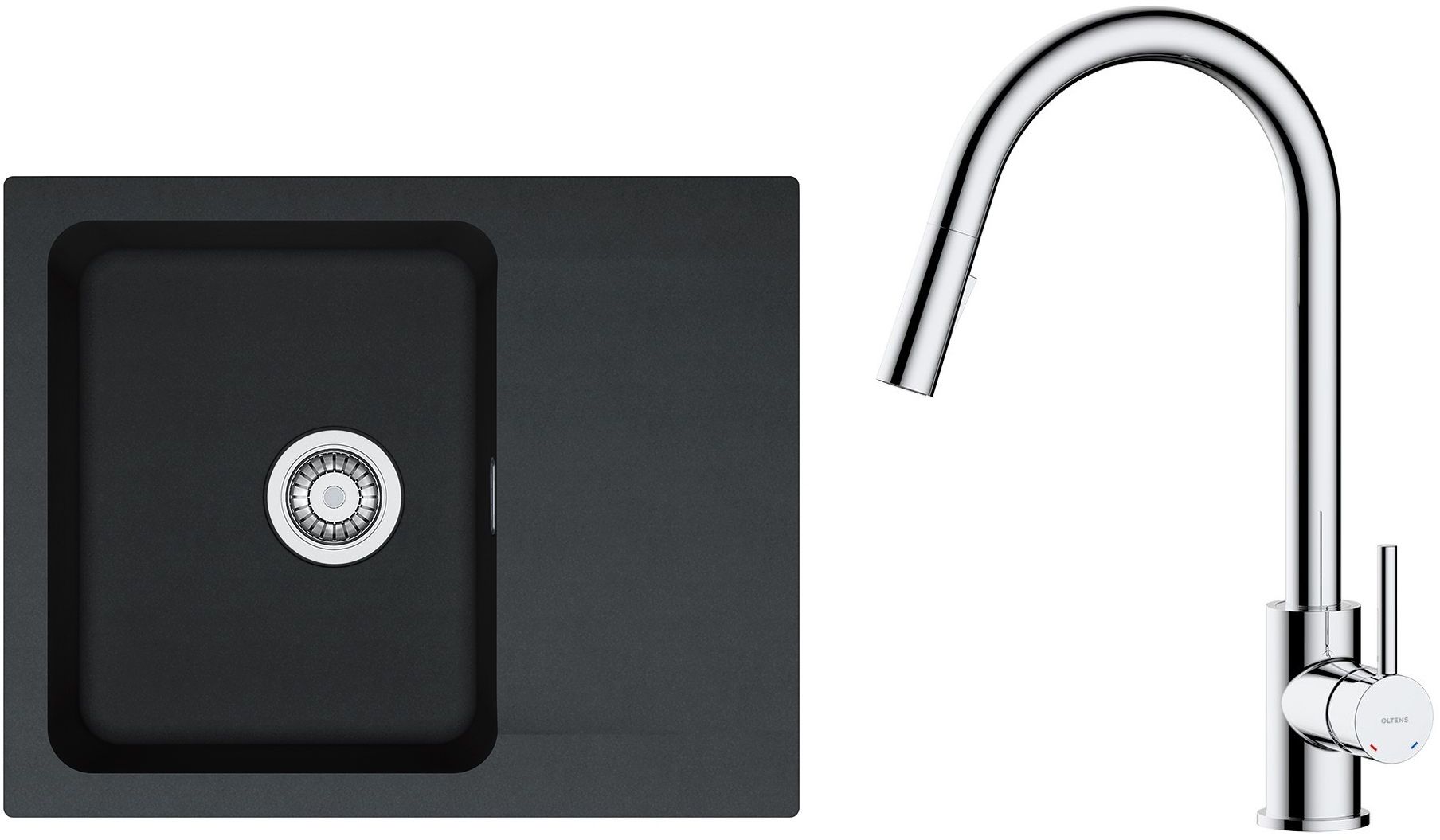 Set Tektonit-Waschbecken Franke Orion 114.0286.441, Küchenarmatur Oltens Litla 35204100