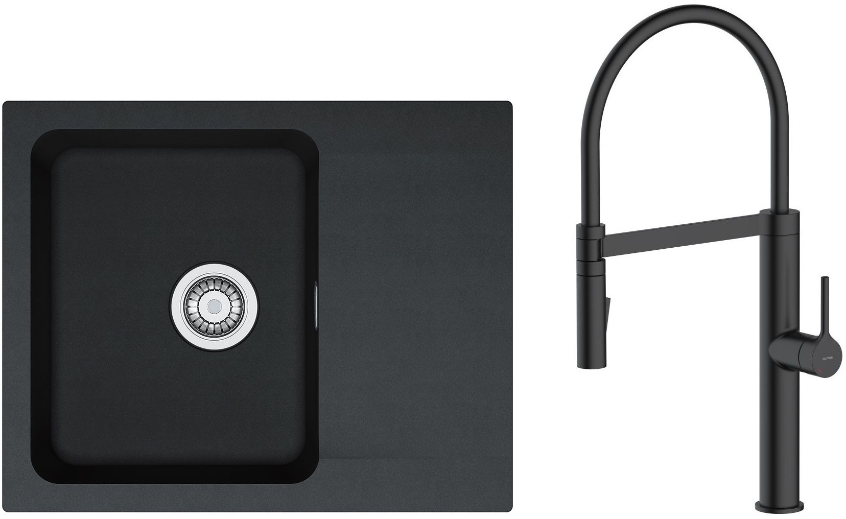 Set Küchenarmatur Oltens Borga 35207300, Tektonit-Waschbecken Franke Orion 114.0286.441