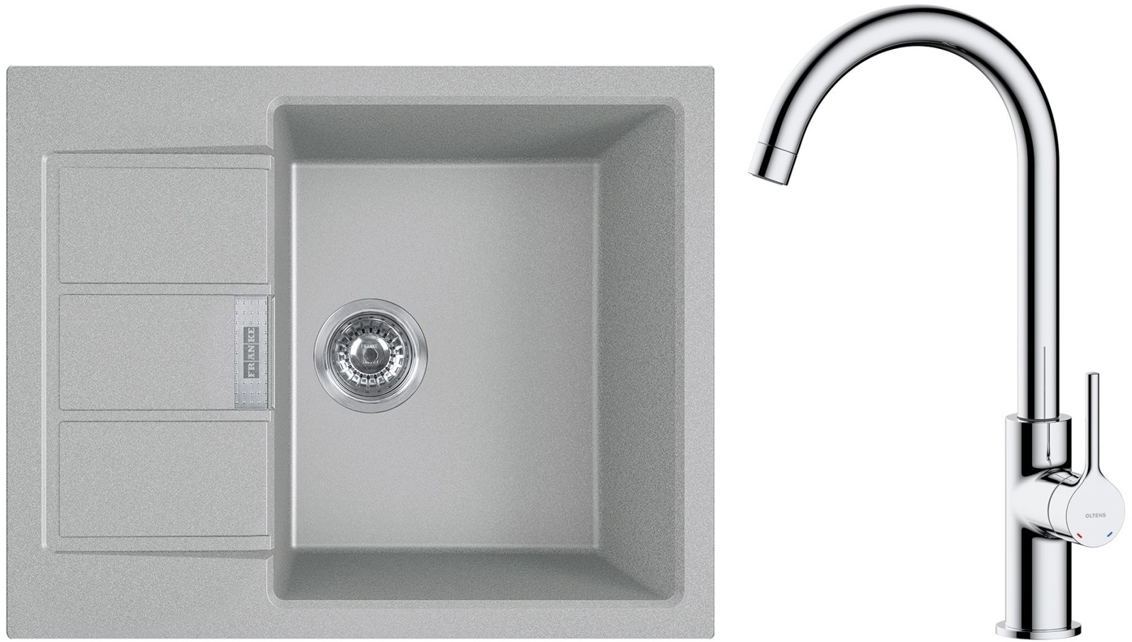 Set Tektonit-Waschbecken Franke Sirius 2.0 143.0618.668, Küchenarmatur Oltens Skafta 35206100