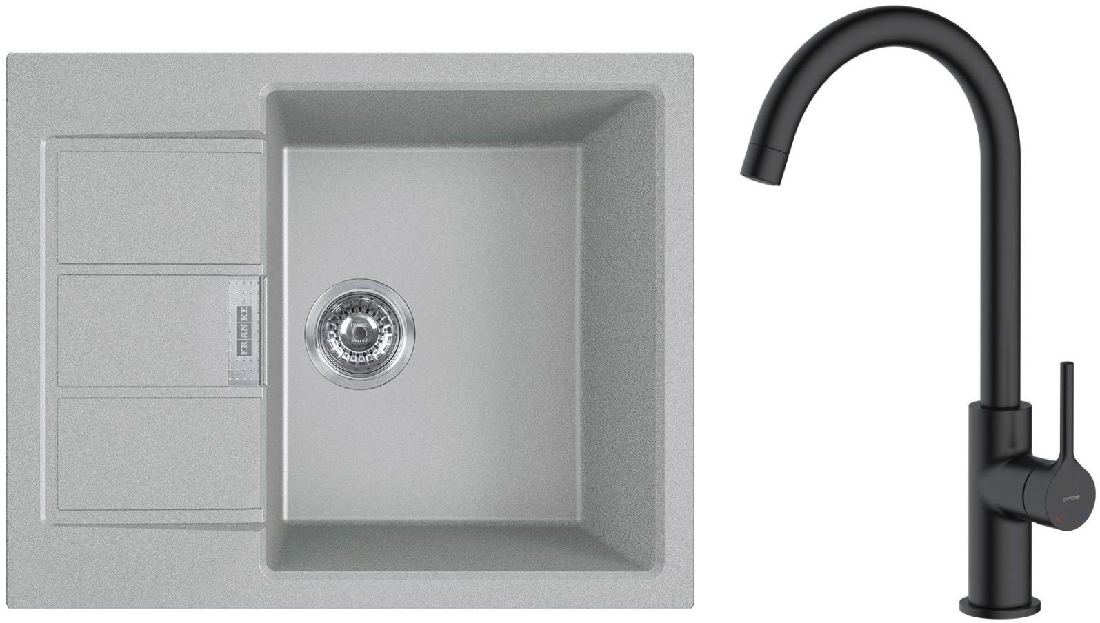 Set Tektonit-Waschbecken Franke Sirius 2.0 143.0618.668, Küchenarmatur Oltens Skafta 35206300