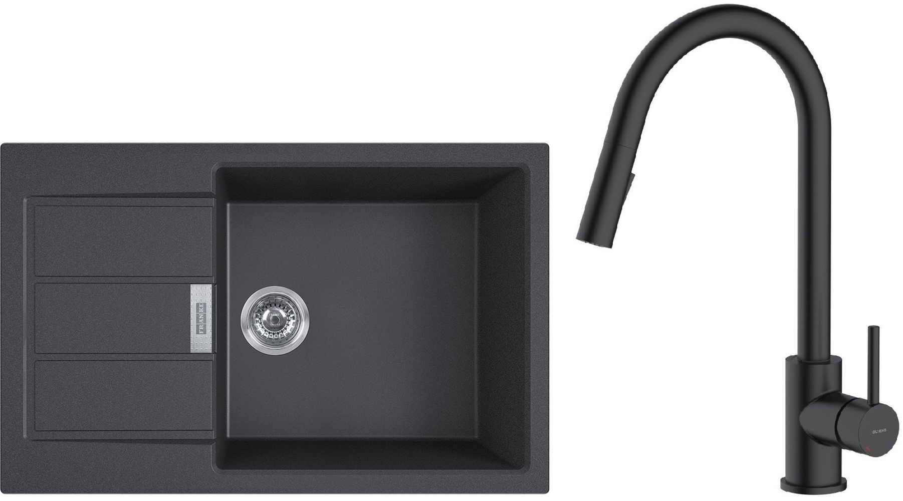 Set Tektonit-Waschbecken Franke Sirius 2.0 143.0618.577, Küchenarmatur Oltens Litla 35204300