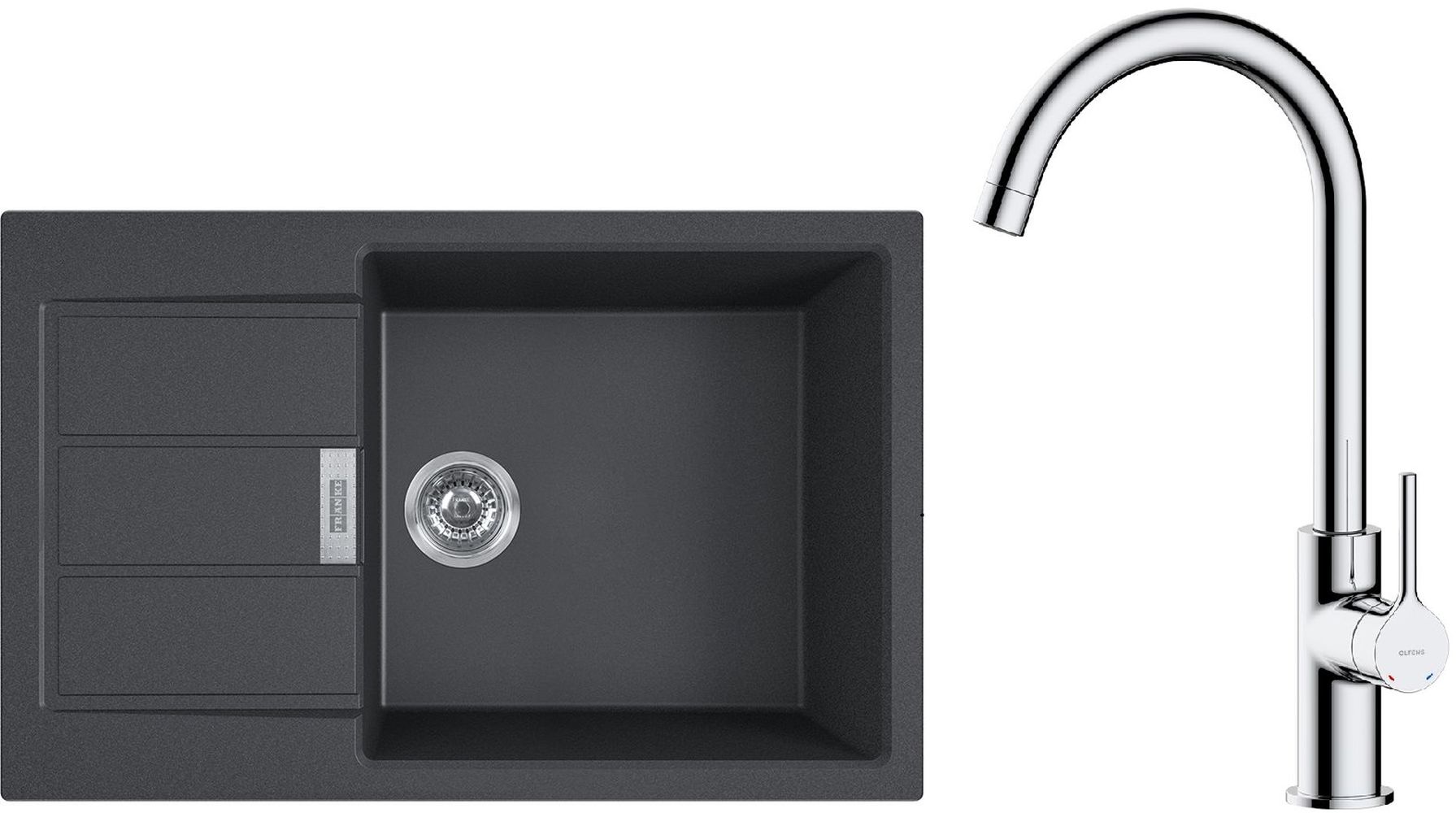 Set Tektonit-Waschbecken Franke Sirius 2.0 143.0618.577, Küchenarmatur Oltens Skafta 35206100
