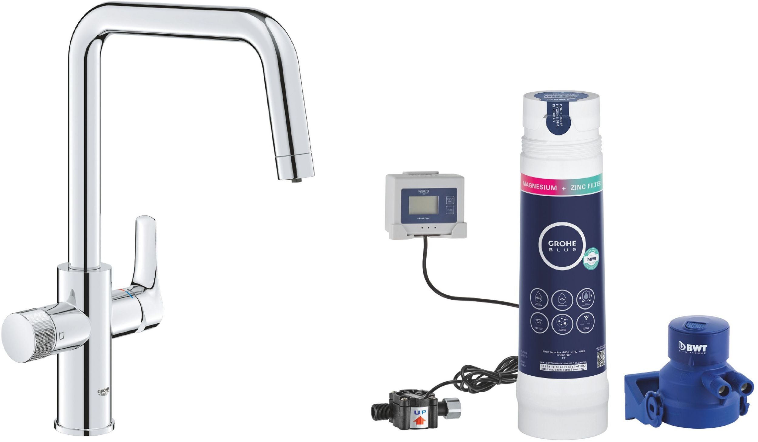 Set Untertischfilter Grohe Blue 40875000, Wasserhahn mit Wasserfilter Grohe Blue 30595000