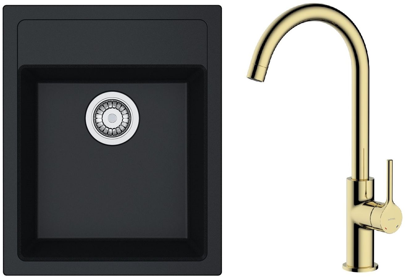 Set Tektonit-Waschbecken Franke Sirius 114.0496.104, Küchenarmatur Oltens Skafta 35206800