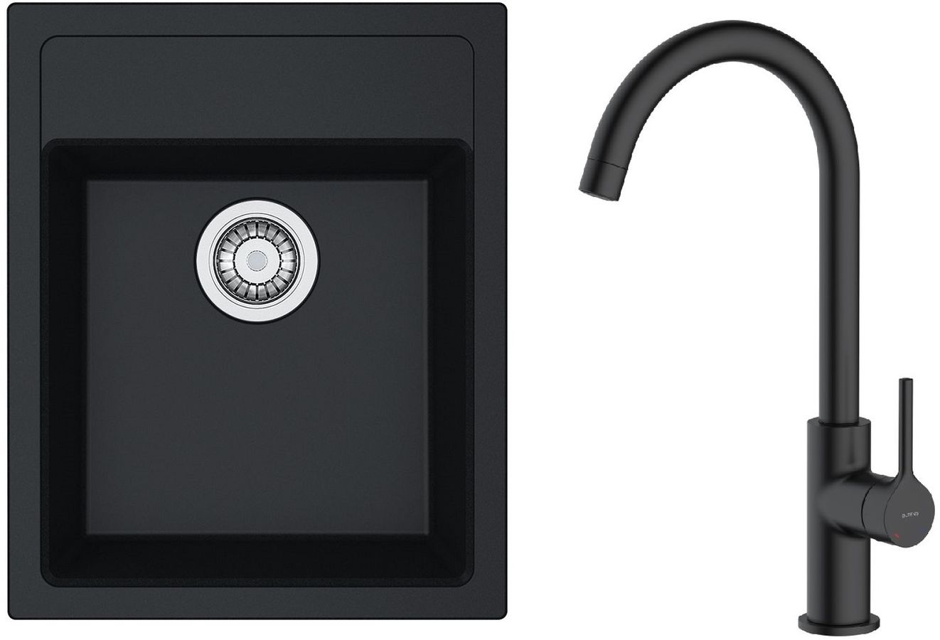 Set Tektonit-Waschbecken Franke Sirius 114.0496.104, Küchenarmatur Oltens Skafta 35206300