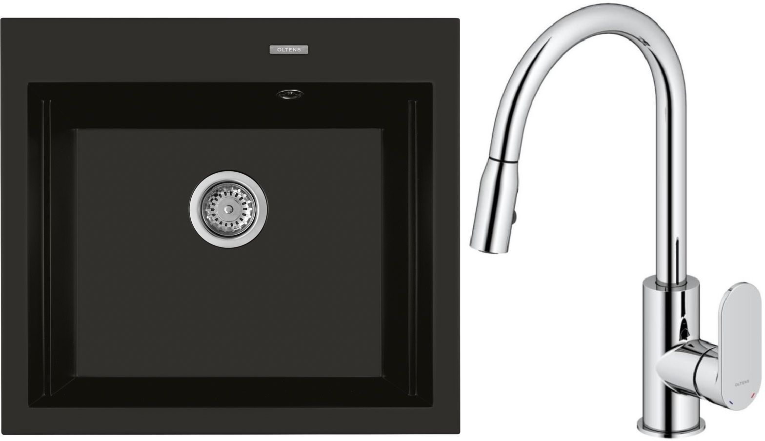 Set Granitspüle Oltens Gravan 72000300, Küchenarmatur Oltens Lista 35202100