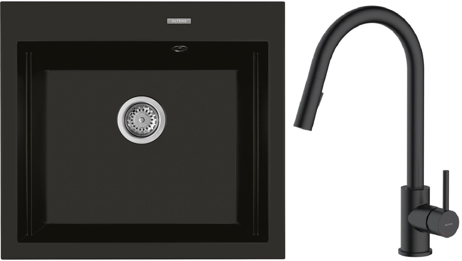 Set Granitspüle Oltens Gravan 72000300, Küchenarmatur Oltens Litla 35204300