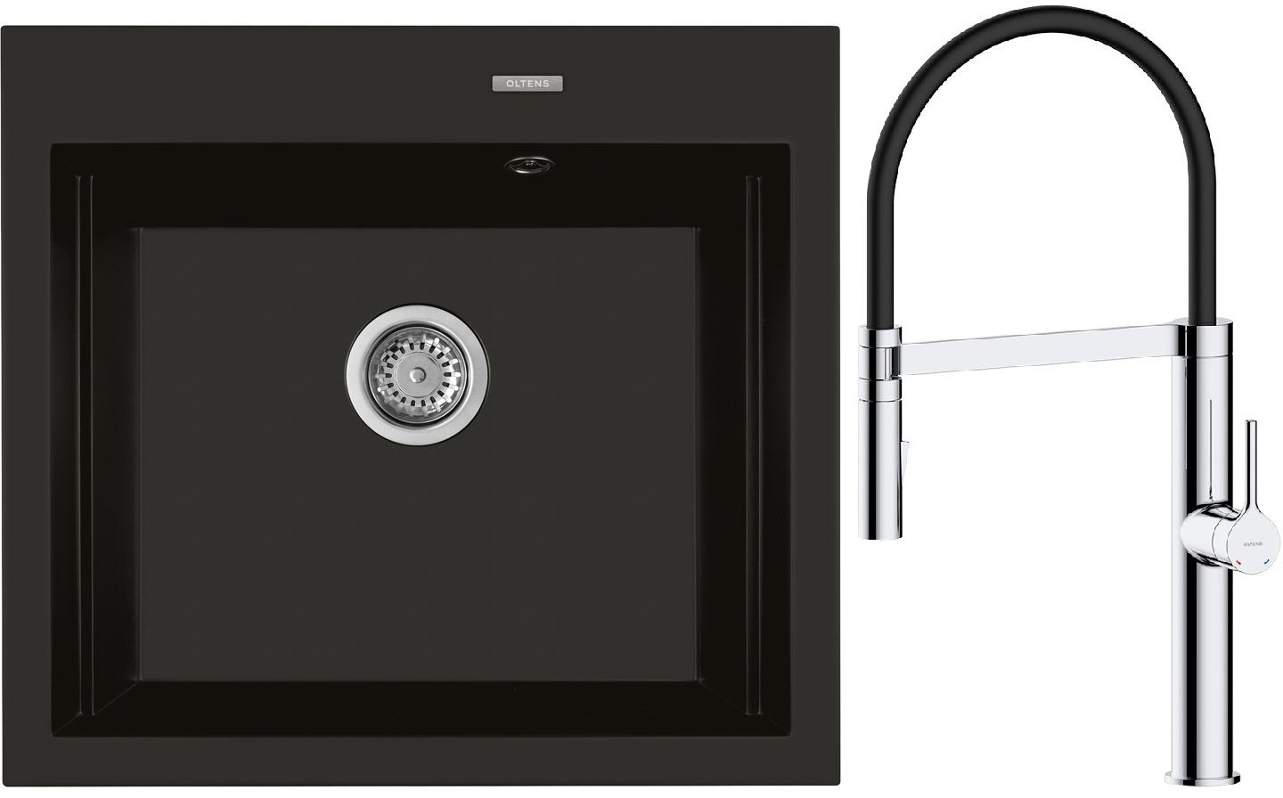 Set Küchenarmatur Oltens Borga 35207100, Granitspüle Oltens Gravan 72000300