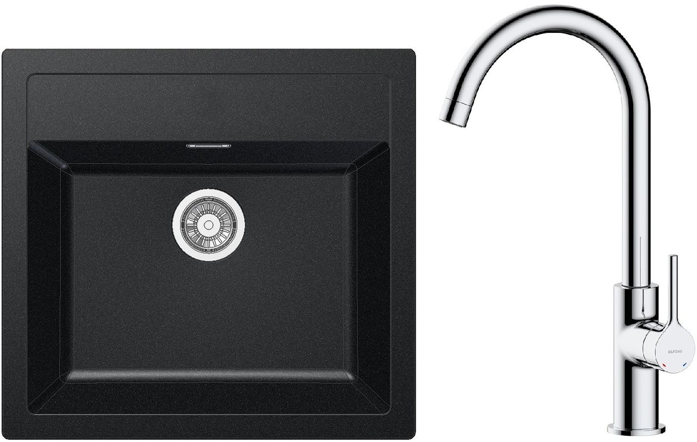 Set Tektonit-Waschbecken Franke Sirius 114.0205.049, Küchenarmatur Oltens Skafta 35206100