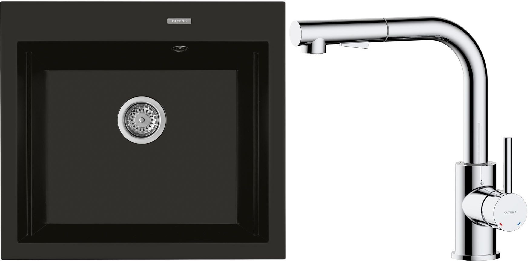 Set Granitspüle Oltens Gravan 72000300, Küchenarmatur Oltens Myvat 35205100