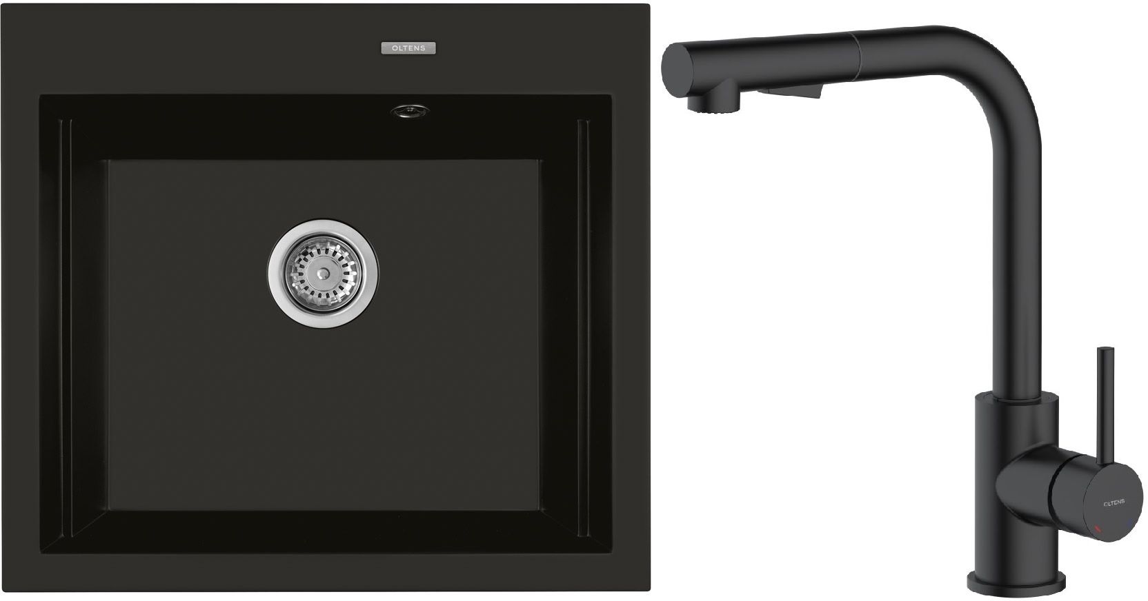 Set Granitspüle Oltens Gravan 72000300, Küchenarmatur Oltens Myvat 35205300