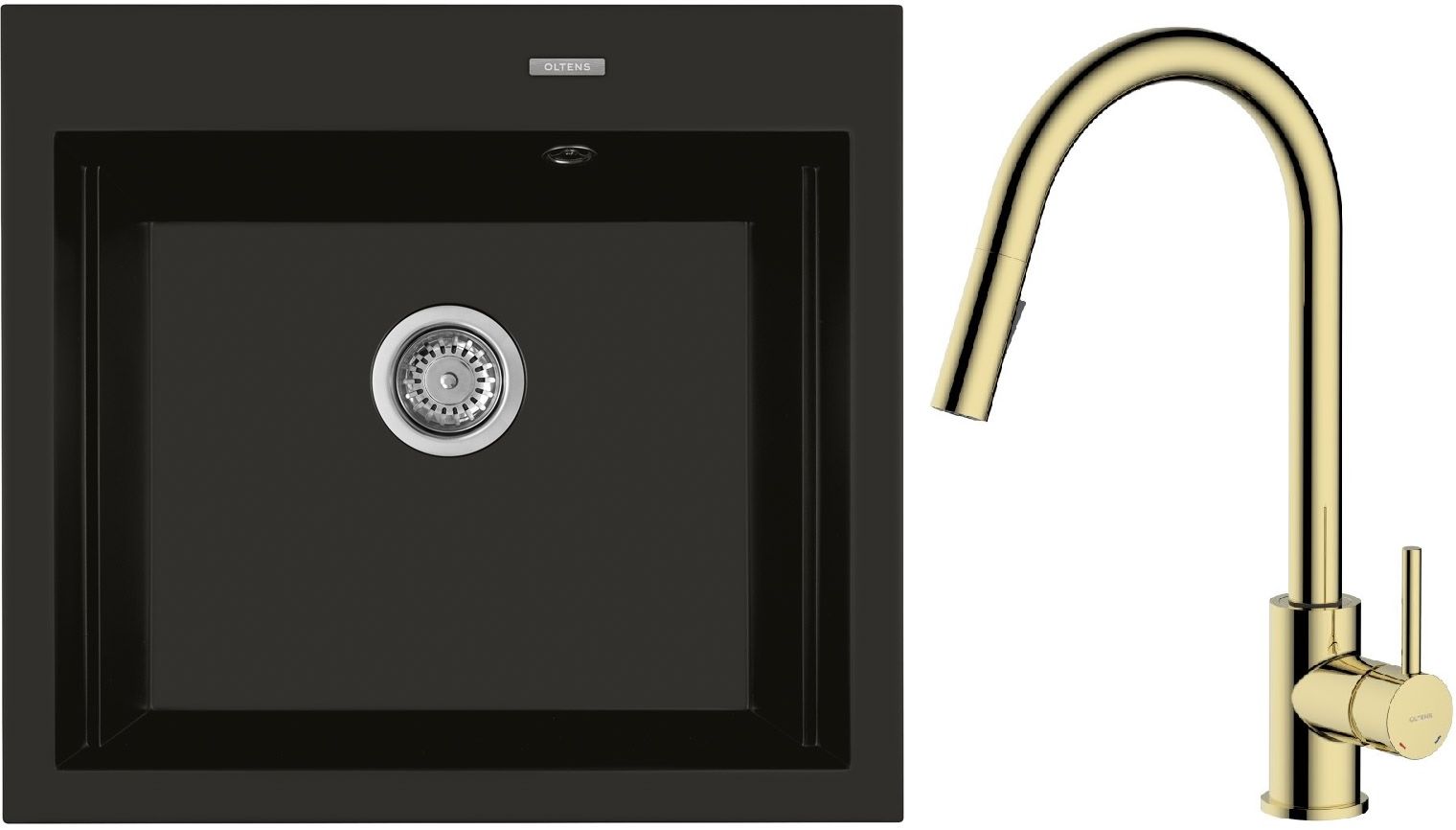 Set Küchenarmatur Oltens Litla 35204800, Granitspüle Oltens Gravan 72000300