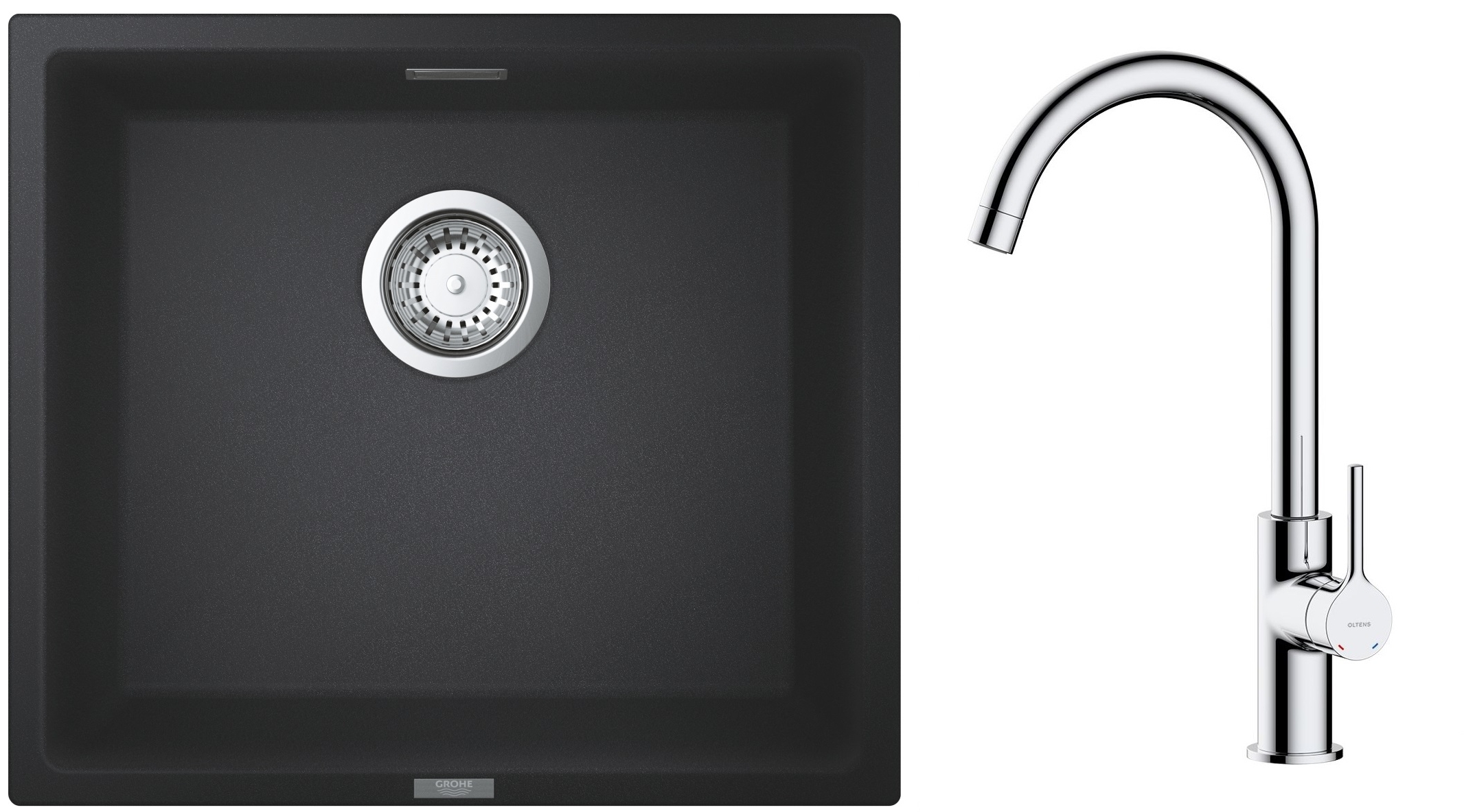 Set Granitspüle Grohe K700 31653AP0, Küchenarmatur Oltens Skafta 35206100