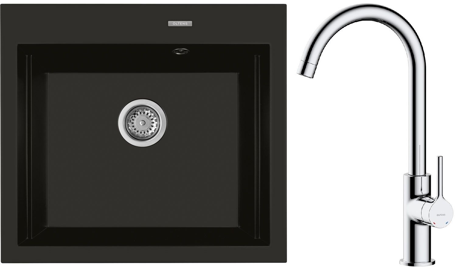 Set Granitspüle Oltens Gravan 72000300, Küchenarmatur Oltens Skafta 35206100