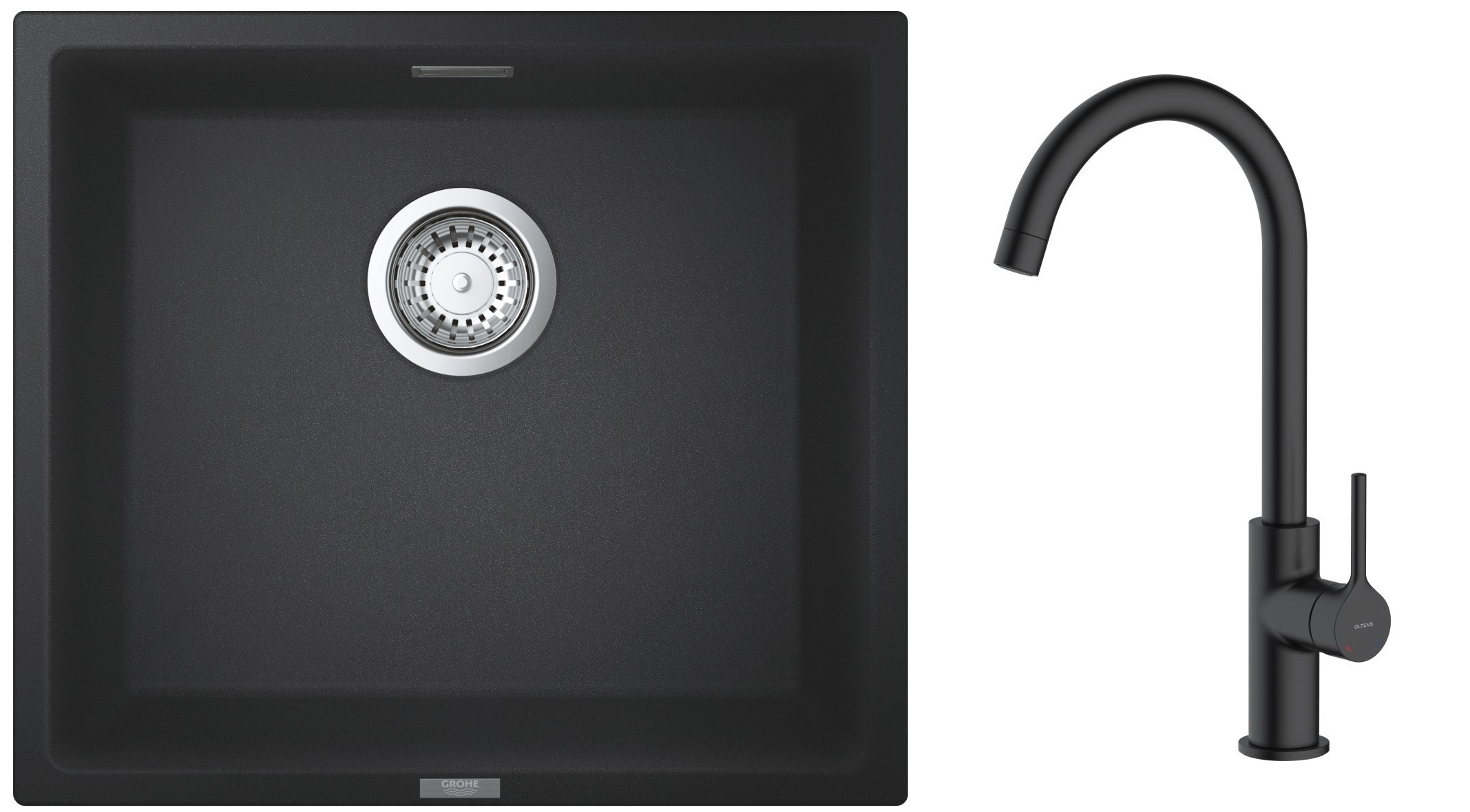 Set Granitspüle Grohe K700 31653AP0, Küchenarmatur Oltens Skafta 35206300
