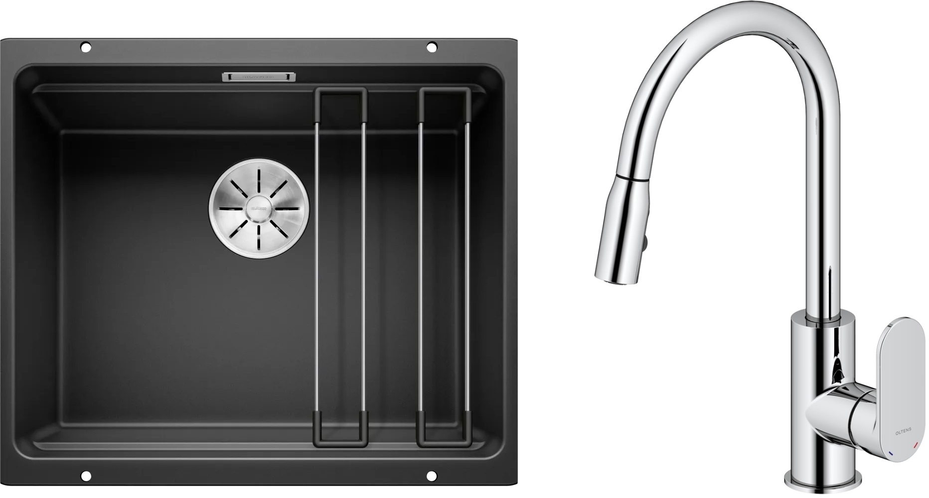 Set Granitspüle Blanco Etagon 500-U 525887, Küchenarmatur Oltens Lista 35202100