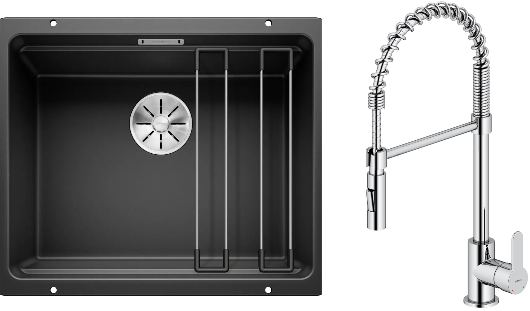 Set Granitspüle Blanco Etagon 500-U 525887, Küchenarmatur Oltens Duf 35203100