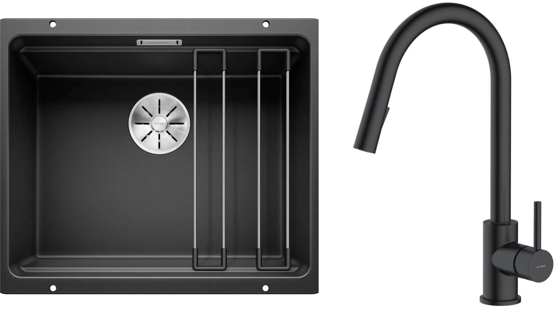 Set Granitspüle Blanco Etagon 500-U 525887, Küchenarmatur Oltens Litla 35204300