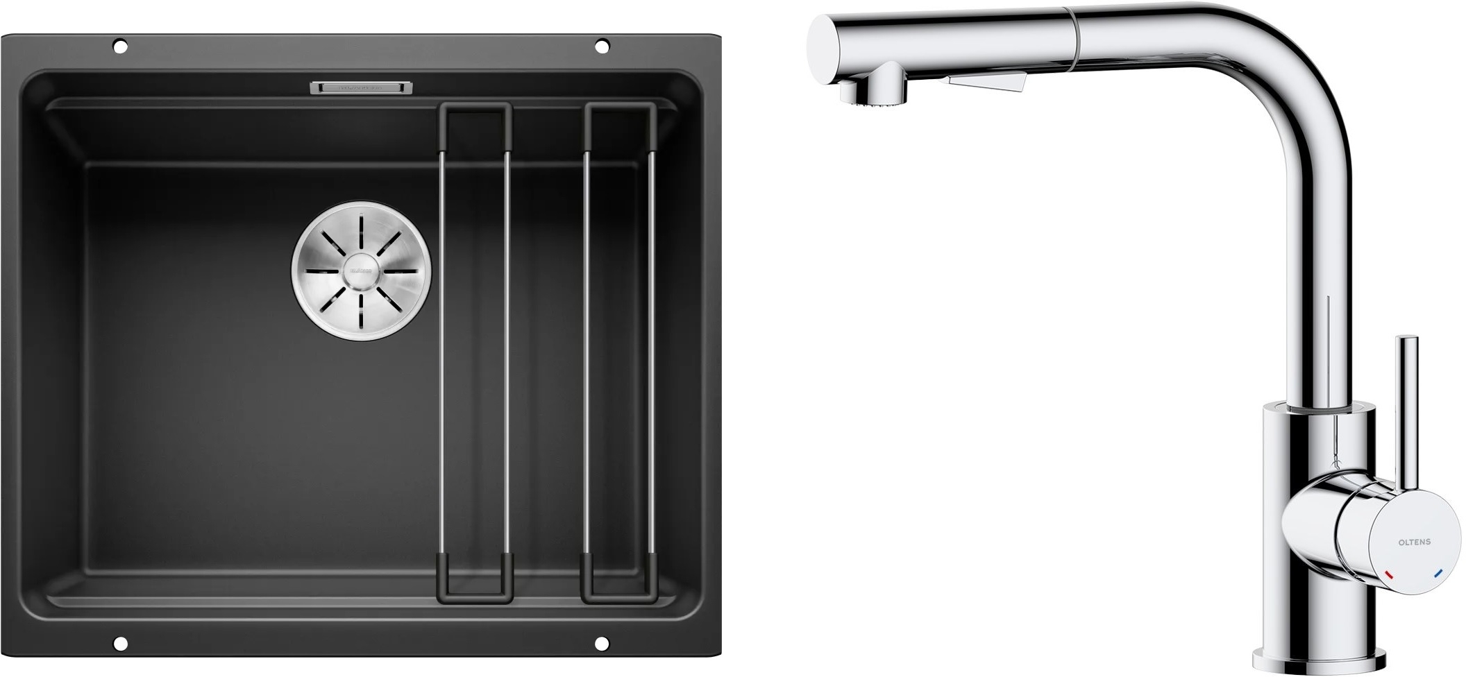 Set Granitspüle Blanco Etagon 500-U 525887, Küchenarmatur Oltens Myvat 35205100