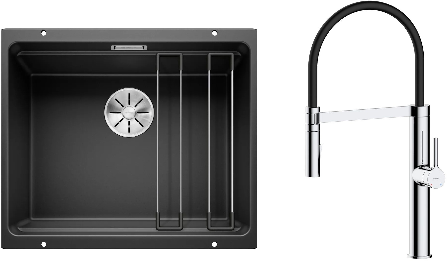 Set Granitspüle Blanco Etagon 500-U 525887, Küchenarmatur Oltens Borga 35207100
