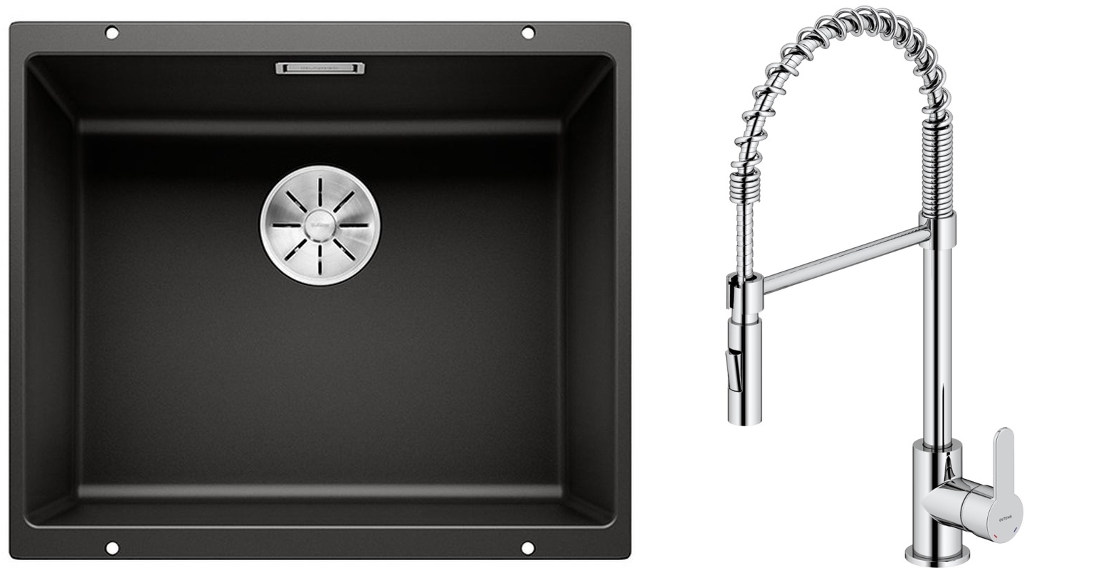 Set Granitspüle Blanco Subline 500-U 525995, Küchenarmatur Oltens Duf 35203100