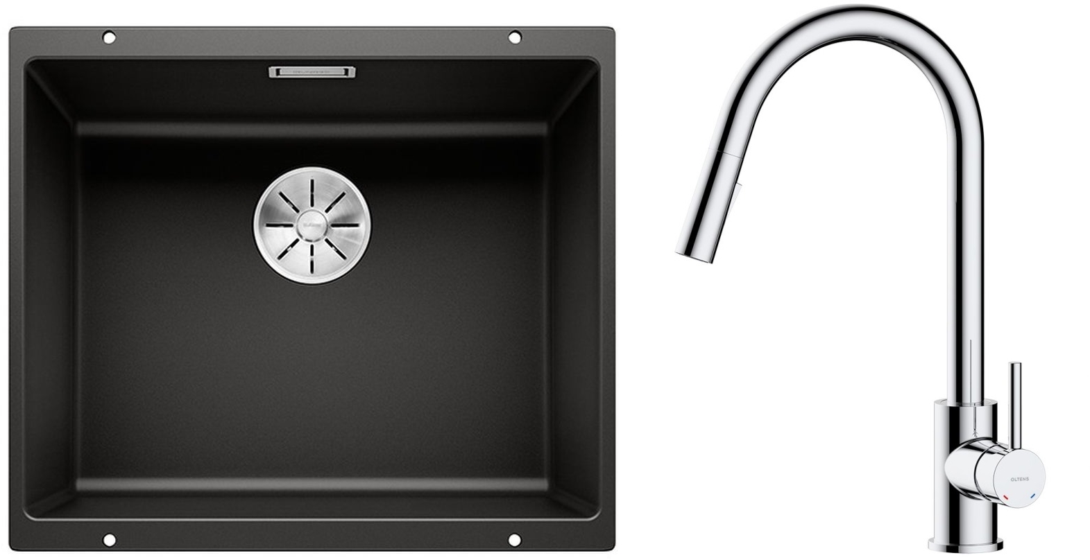 Set Granitspüle Blanco Subline 500-U 525995, Küchenarmatur Oltens Litla 35204100